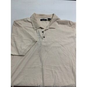 AXIST Mens XXL Polo Shirt Short‎ Sleeve Cream Beige 100% Cotton Casual RN 68924